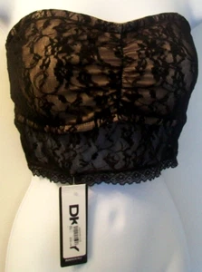 Sujetador Bandeau con correa extraíble DKNY; Talla L; Acolchado; Superposición de Encaje Elástico Negro; Nuevo con Etiquetas - Imagen 1 de 20