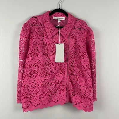 Chaqueta de moto de encaje Curations x Amy Morrison talla 3X rosa intenso Foto 1 de 4