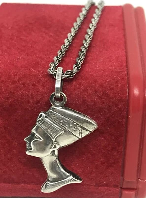 BRACCIALE A MAGLIA TORCON E TESTA DI NEFERTITI  MEZZOTONDO ANNI 70  ARGENTO 925 - Immagine 1 di 4