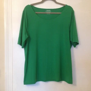 Chico's GREEN Boat Neck T-Shirt Short Sleeve Cotton Blend Size 3 Basic Staple XL - Picture 1 of 7
