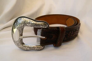 New Justin Brown Leather Western Mens Belt Size 36 - Picture 1 of 9