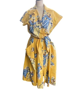 Vestido de algodón vintage años 80 para mujer | Vestido juguetón de verano con falda completa | Talla S Foto 1 de 4