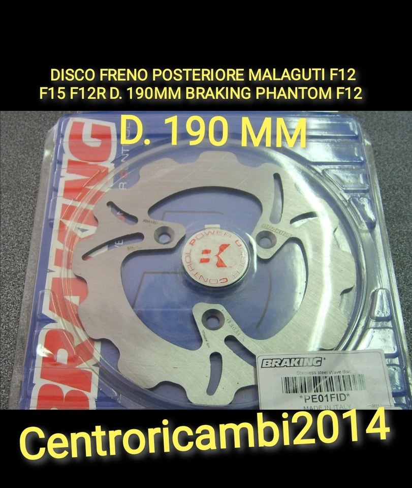 DISCO FRENO POSTERIORE MALAGUTI F12 F15 F12R D. 190M BRAKING PHANTOM F12 CROSSER - Immagine 1 di 1