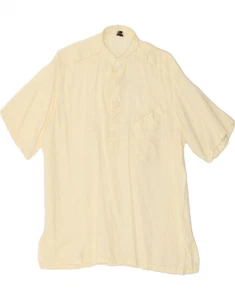 CAMEL Mens Short Sleeve Pullover Shirt Size 40 Medium Yellow Linen CC82 - Picture 1 of 3