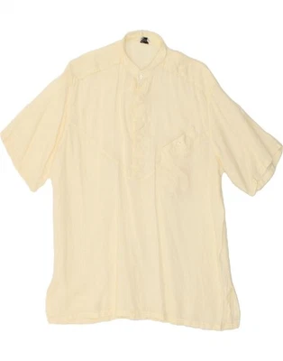 CAMEL Mens Short Sleeve Pullover Shirt Size 40 Medium Yellow Linen CC82 - Image 1 of 3