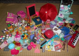 Huge Lot Accessories for 18" Dolls OG AG Band Salon Food Cleaning School 250+pcs - Picture 1 of 24