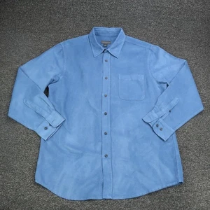 Covington Shirt Mens Large Blue Suede-Like Button Front Long Sleeve Pocket - Picture 1 of 7