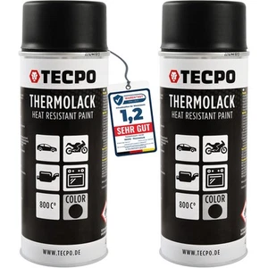 2x400ml THERMOLACK 800°C AUTO AUSPUFFLACK OFENLACK SCHWARZ MATT HITZEBESTÄNDIG - Bild 1 von 4