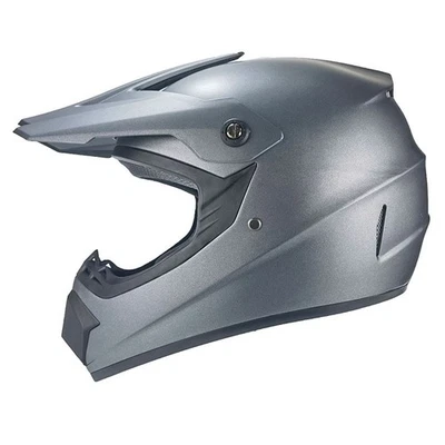 Crosshelm Helm Kinderhelm Motorradhelm Motocross Jethelm grau uni ECE DOT ATV - Bild 1 von 4