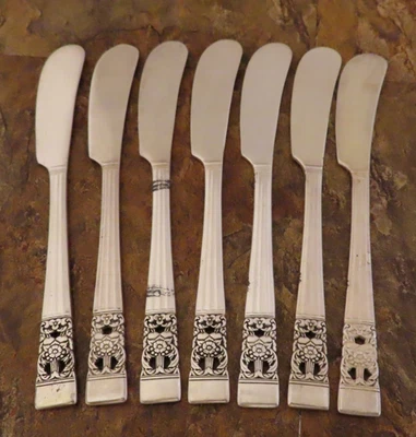 Oneida Coronation Juego de 7 Esparcidores de Mantequilla Comunidad Plateado Cubiertos Lote D Foto 1 de 3