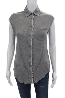 Elizabeth and James Womens Sleeveless Button Down Shirt Gray Size Extra Small - Image 1 of 4