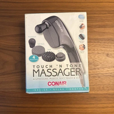 Conair Touch N Tone Portable Body MASSAGER Hand Held Wand 4 Attachments Gray - Image 1 of 3
