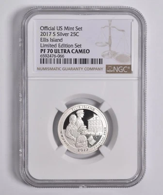 PF70 UCAM 2017-S Silver Ellis Island Quarter Limited Edition NGC *6702 - Image 1 of 4