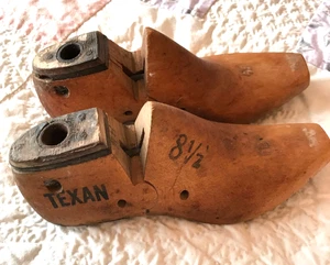 Vintage Pair Wood Size 8-1/2 E TEXAN. UNITED LAST Factory Shoe Industrial Last - Picture 1 of 20