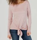 $60 Inc International Concepts Women's Pink Long-Sleeve Tie-Front Top Size S