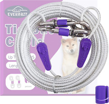 Reflective Tie Out Cable for Heavy Dog up to 125 Pound 40 Feet, with Snap Safety