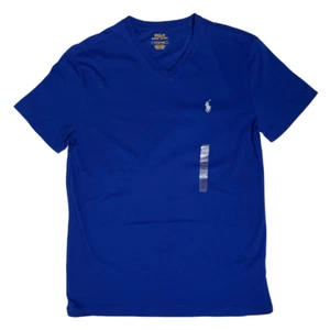 Polo Ralph Lauren T-Shirt Scollo a V Blu Royal Manica Corta Classica Uomo Nuova con etichette FS - Foto 1 di 3