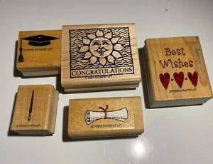 Vintage Stampin’ Up Stempel Lot Abschluss Glückwunsch Diplom Stift - Bild 1 von 2