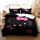 Black Hello Kitty Quilt Duvet Cover Set King Children Bedroom Decor Twin Full