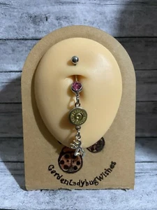 38 Special Bullet with Buck Deer Head Belly Ring Navel Ring Dangle - Picture 1 of 1