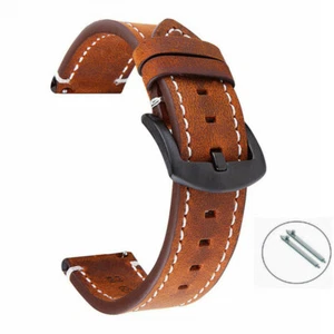 Men Genuine Leather Watch Strap Band with Spring Bars Retro Sizes 18mm-24mm Chic - Picture 1 of 12