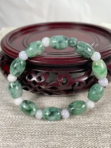 Brazalete elástico elástico jadeíta verde natural certificado 7 pulgadas buena suerte  - Imagen 1 de 9
