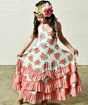 Vestido Oopsie Margarita Niña Coral Floral Volantes Talla 9 Nuevo con Etiquetas Vacaciones Playa Boda Foto 1 de 4