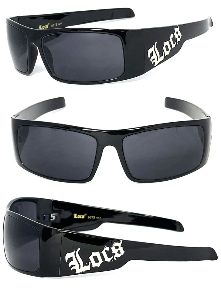 Locs Mens Cholo Biker Uv400 Sunglasses Matte Black Frame Smoke Lens LC51