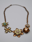 Jewelry Lot - Necklace, Earrings 5 pcs - gorgeous flower gold toned