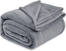 Bedsure Fleece Bed Blankets Queen Size Grey - Soft Lightweight Plush Fuzzy Cozy 