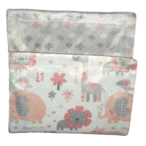 SL Home Fashions Pink Gray Jungle Baby Blanket 119741 Minky Lovey Flower Safari - Picture 1 of 4