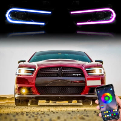 Pair RGB Vland Headlights For Dodge Charger 2011-2014 W/Wiping Turn Indicator - Image 1 of 4