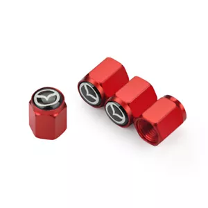 4x Red Mazda Wheel Tire Air Valve Stem Cap for Mazda 3 6 Mazdaspeed CX-5 MX-5 - Picture 1 of 2