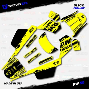 Black & Yellow Slick Racing Graphics kit fits Yamaha PW50 PW 50 All Years - Picture 1 of 2
