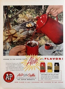 Anuncio impreso ilustrado vintage de café molido personalizado 1956 A&P, vivo con sabor - Imagen 1 de 1
