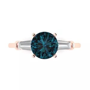 2 tcw Round Cut Vintage Solitaire Engagement Ring, 14K Rose Gold Topaz - Picture 1 of 15