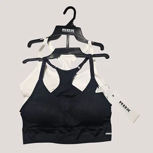 RBX Women's 2-Pack Racerback Sports Bras Nylon/Spandex Black & White Size L - Picture 1 of 7