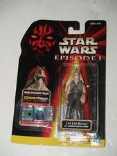 Star Wars Episode I Action Figure w/ CommTech Chip-Jar Jar Binks w/ staff