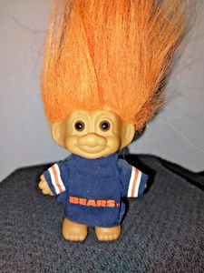 RUSS Vintage Trollpuppe 3" Chicago Bears Team NFL orange Haar Trikot - Bild 1 von 3