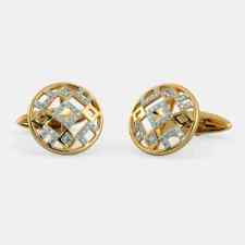 1Ct Round Cut Real Moissanite The Dunstan Cufflinks 14K Yellow Gold Plated.