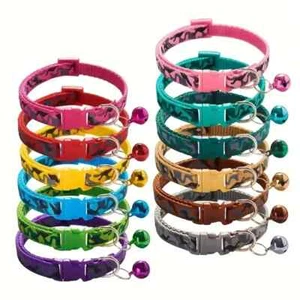 Safe Paws Camouflage Dog/Cat Collar With Safety Buckle & Bell, Khaki - Picture 1 of 7