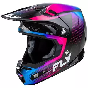 Fly Racing 2025 Formula S Carbon Protocol MX Helmet Blakc Carbon Blue Pink - Picture 1 of 4