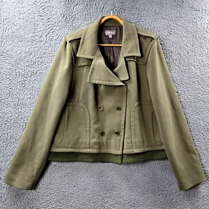 Sussan Jacket Womens Size 18 Green Long Sleeve Double Breasted Collared Pockets - Picture 1 of 14