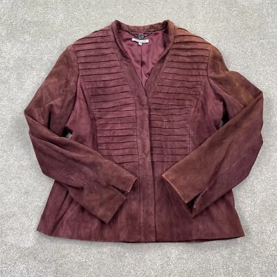 Chaqueta plisada de gamuza vintage Anne Klein talla L borgoña Foto 1 de 4
