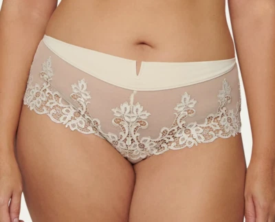 Simone Perele Size 1 / X-SMALL Saga Lace Boyshort Panty NWOT 15C630 Topaz Beige - Image 1 of 4