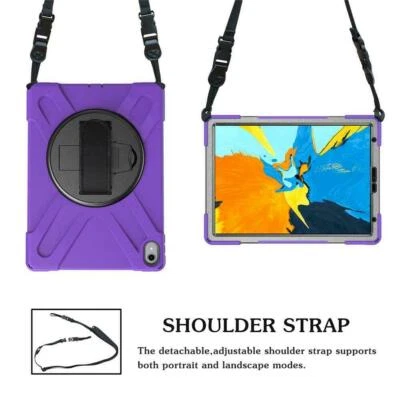 Hybrid Rugged Hard With Strap Tough Rotating Case Cover For iPad 2 3 4 iPad 5 6 - Image 1 of 4