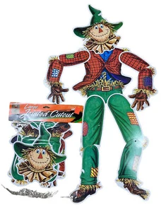 Vtg Halloween Scarecrow Paper Art Jointed Cutout Decoration 22in Lot Or 2  - Picture 1 of 9