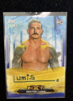 DEXTER LUMIS /50 RC 2020 Topps WWE NXT  ROOKIE BLUE AUTO #A-DL - Image 1 of 3