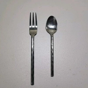 Löffel Gabel Set Pier One gehämmert glänzend Edelstahl  - Bild 1 von 5