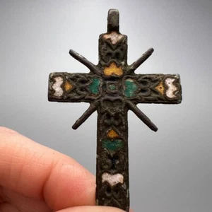 Rare 18th Century Antique Bronze Cossack Orthodox Cross Pendant Ukraine 5.5cm - Picture 1 of 8